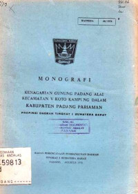 Monografi Kenagarian Gunung Kecamatan V Koto Kampung DAlam Kabupaten Padang Pariaman Propinsi Daerah Tingkat I Sumatera Barat