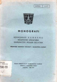 Monografi Kenagarian Kambang Kecamatan Lengayang Kabupaten Pesisir Selatan Propinsi Daerah Tingkat I Sumatera Barat