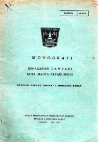 Monografi Kenagarian Lampasi Kotamadya Payakumbuh Propinsi Daerah Tingkat I Sumatera Barat