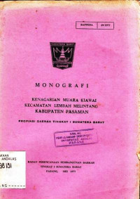 Monografi Kenagarian Muara Kiawai Kecamatan Lembah Melintang Kabupaten Pasaman Propinsi Daerah Tingkat I Sumatera Barat