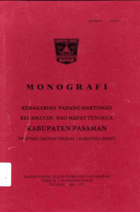 Monografi Kenagarian Padang Martinggi Kecamatan Rao Mapat Tunggal Kabupaten Pasaman Propinsi Daerah Tingkat I Sumatera Barat