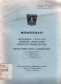 Monografi Kenagarian Taratak Kecamatan Batang Kapas Kabupaten Pesisir Selatan Propinsi Daerah Tingkat I Sumatera Barat