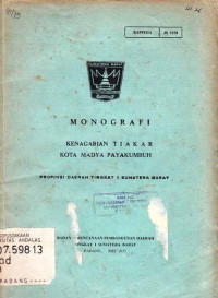 Monografi Kenagarian Tiakar Kotamadya Payakumbuh Propinsi Daerah Tingkat I Sumatera Barat