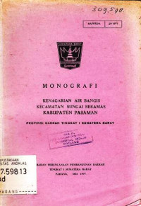 Monografi Kenagarian Air Bangis Kecamatan Sungai Beramas Kabupaten Pasaman Propinsi Daerah Tingkat I Sumatera Barat