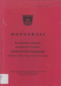 Monografi Kenagarian Cubadak Kecamatan Talamau Kabupaten Pasaman Propinsi Daerah Tingkat I Sumatera Barat