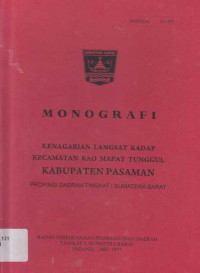 Monografi Kenagarian Langsat Kadap Kecamatan Rao Mapat Tunggul Kabupaten Pasaman Propinsi Sumatera Barat