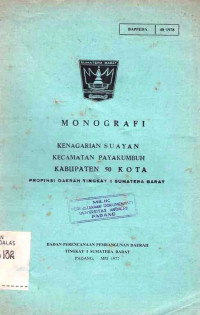 Monografi Kenagarian Suayan Kecamatan Payakumbuh Kabupaten D50 Kota Propinsi Daerah Tingkat I Sumatera Barat