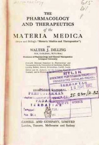 Pharmacology and Therapeutics of the Matria medica