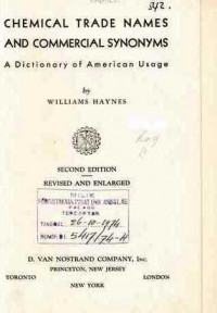 Chemical Trade Names And Commercial Synonyms  A Dictionary Of American Usage