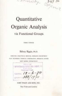 Quantitative Organic Analysis Via Functional Groups