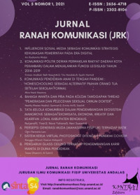 Jurnal Ranah Komunikasi :  Volume 5 Edisi 1 Tahun 2021