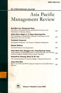 An internasional journal Asia pacific management review: 7 artikel