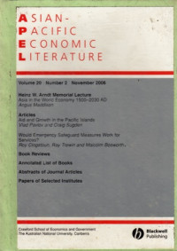 Asian Pacific Economic Literature Volume 20 Number 2 November 2006