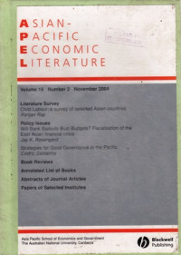 Asian Pacific Economic Literature Volume 18 Number 2 November 2004