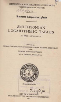 Smithsonian Logarithmic Tables