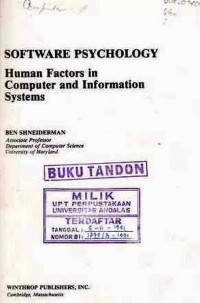 Software Psychology : human Factors in Computer and Information Systems