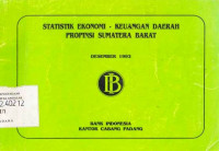 Statistik Ekonomi - Keuangan Daerah Propinsi Sumatera Barat Desember 1992