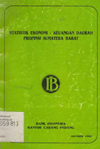 Statistik Ekonomi - Keuangan Daerah Provinsi Sumatera Barat Oktober 1992