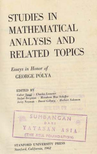 Studies In Mathematical Analysis And Related Topics