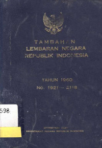 Tambahan Lembaran Negara Republik Indonesia Tahun 1960 No. 1921- 2118