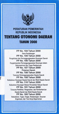 Peraturan Pemerintah Republik Indonesia Tentang Otonomi Daerah Tahun 2000