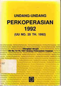 Undang-Undang Perkoperasian 1992 (Uu No.25 Tahun 1992)