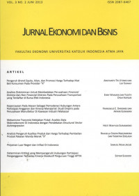 Jurnal Ekonomi dan Bisnis Fakultas Ekonomi Universitas Katolik Indonesia Atma Jaya 7 artikel Vol. 3 No. 2, Juni 2013