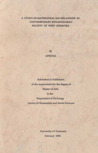 A Study of Matrilineal Kin Relations in Contemporary Minangkabau Society of West Sumatera