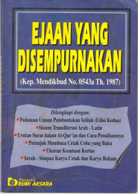 Ejaan Yang Disempurnakan (Kep.Mendikbud No.0543A Th.1987)