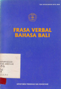 Frasa Verbal Bahasa Bali / Pusat Pembinaan Dan Pengembangan Bahasa