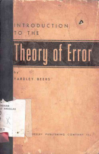 Introduction To The Theory Of Error