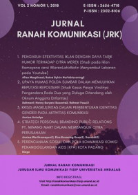 Jurnal Ranah Komunikasi Volume 1 Edisi 2 Tahun 2017