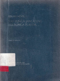 sebuah novel;vas bunga jangkung berbunga plastik