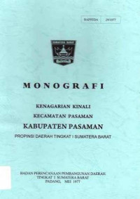 Monografi Kenagarian Kinali Kecamatan Pasaman Kabupaten Barat Propinsi Daerah Tingkat I Sumatera Barat