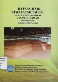 Batanghari Riwayatmu Dulu : Antara Padangroco dan Pulau Sawah Nagari Siguntur Kabupaten Dharmasraya