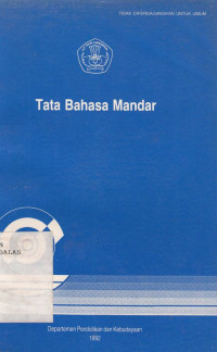 Tata Bahasa Mandar / Indonesia, Abdul Muthalib et.al.