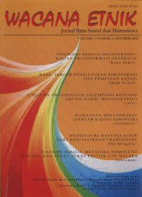 Wacana Etnik Jurnal Ilmu Sosial dan Humaniora 6 artikel Vol. 3, No. 2, Oktober 2012